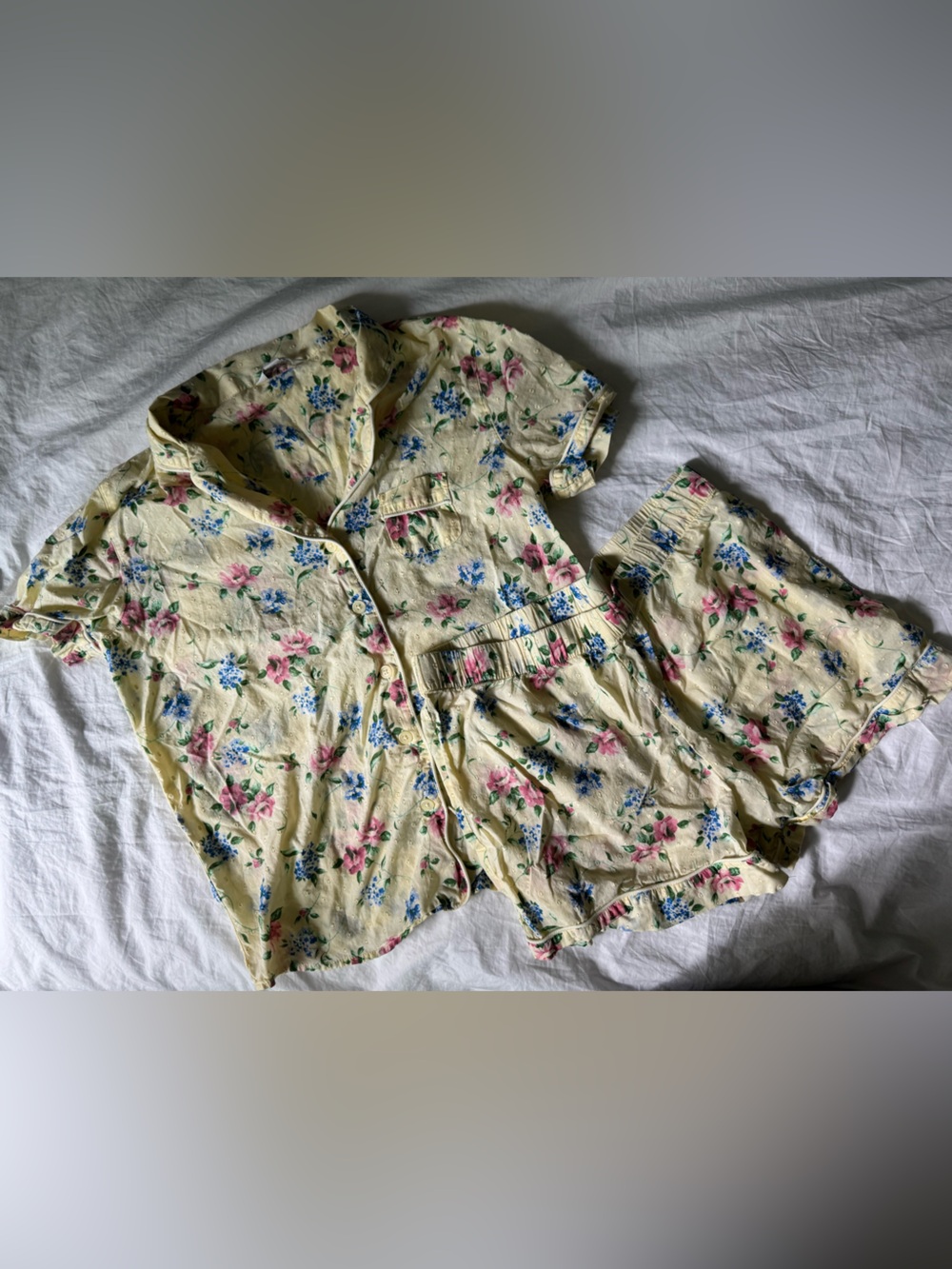 Charter Club Yellow Floral Short Sleeve Pajama Set